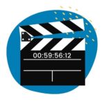 Film clapperboard with drop frame timecode 00:59:56:12