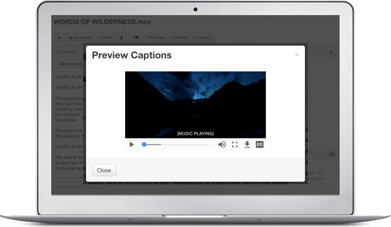 image of the caption preview functionality on the 3Play Media platform