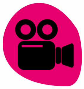 Camcorder icon on pink background