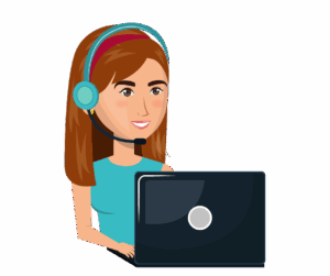 woman using a laptop with headphones on