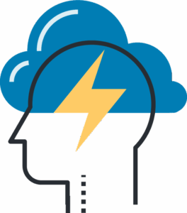 head with cloud and lightbulb