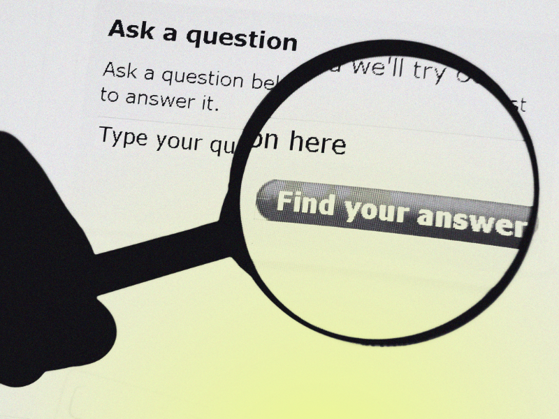 magnifying glass over internet search