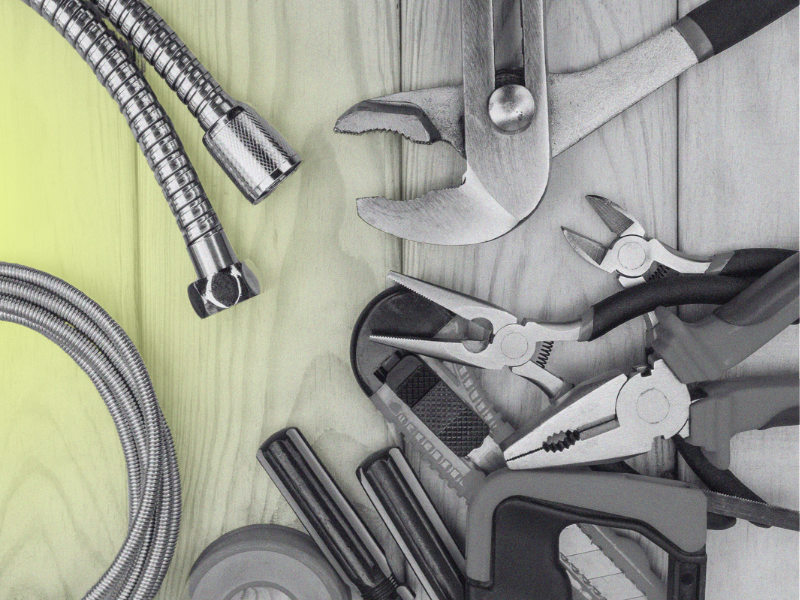 various tools spread on a table