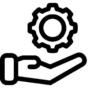 hand holding gear icon