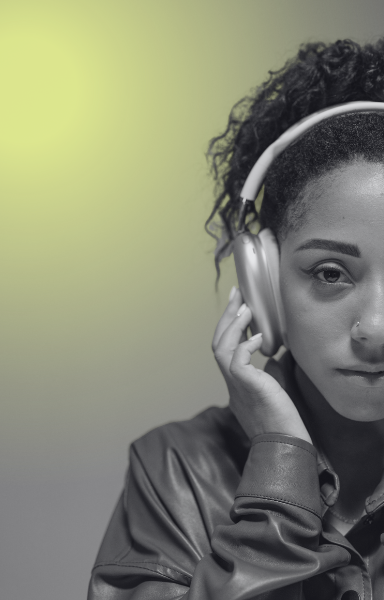 Woman wearing headphones